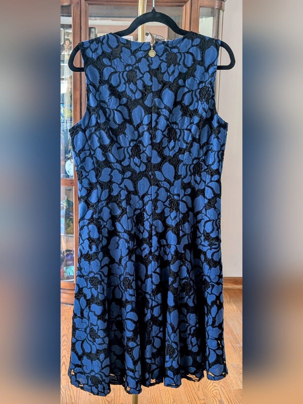 Tommy Hilfiger Sleeveless Blue Floral Lace Dress